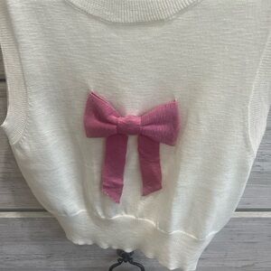 Sleeveless Sweater Vest/Top with Pink Bow